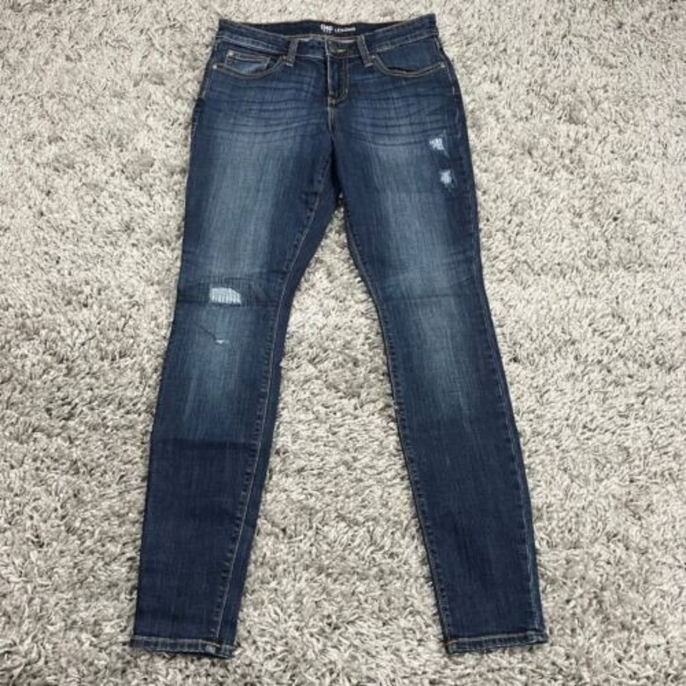 GAP Legging Jeans Women‎ Size 4R Dark Wash Distressed Skinny Fit Stretch